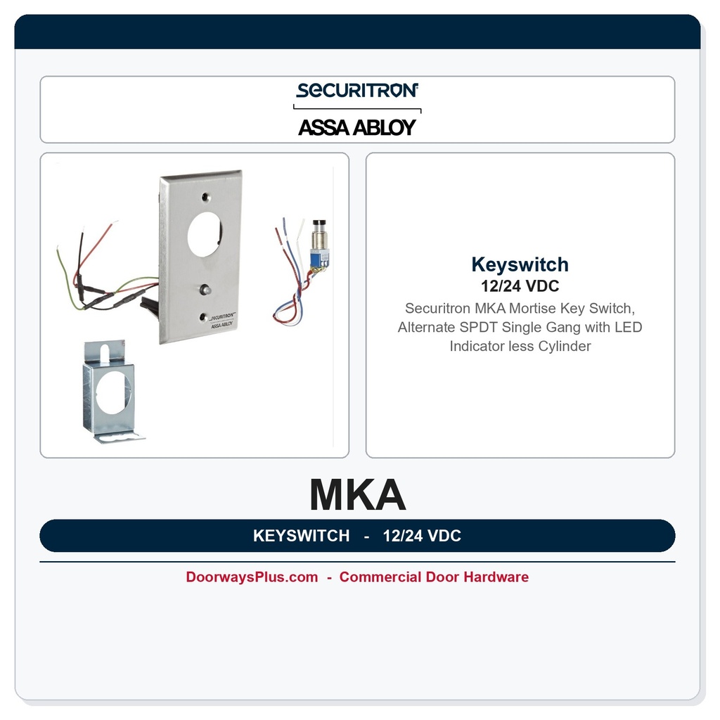 Securitron MKA Mortise Key Switch SPDT LED | DoorwaysPlus